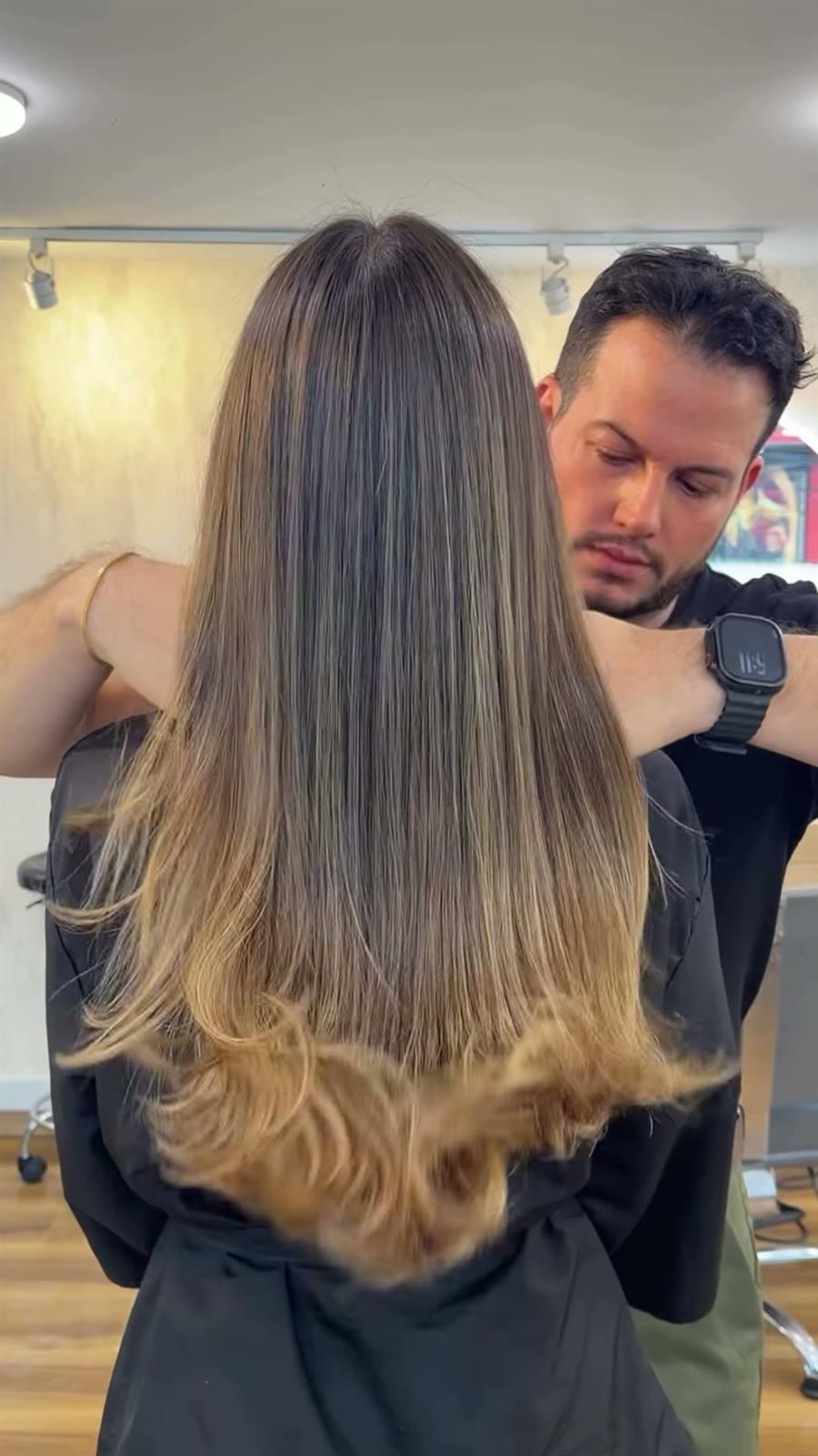 Balayage luminoso largo y liso